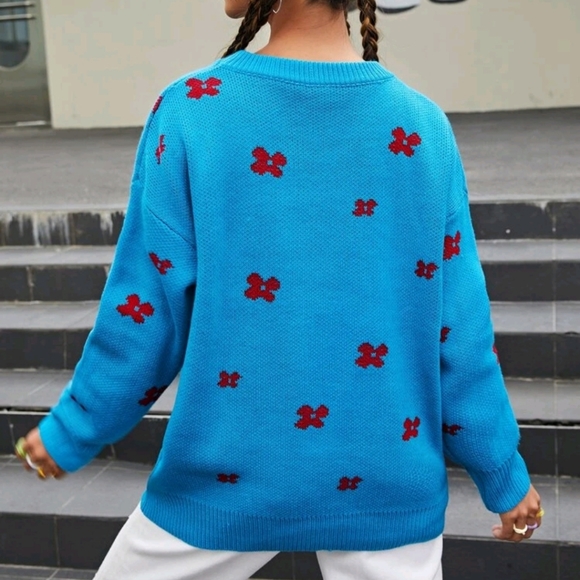 Floral Pattern Drop Shoulder Sweater - Picture 2 of 6
